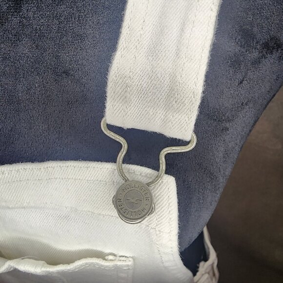 Hollister White High-Rise Vintage Denim Overalls Size XS Distressed Y2K Street - Picture 6 of 13